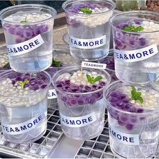 嘟嘟杯 網紅冰粉打包碗, 1個, 500ML胖胖杯+平蓋+防漏紙+細吸管