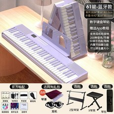 접이식 피아노 88건반 악기 본체 디지털 입문용 a타입 전자피아노 키 휴대용 미디, 1개, J. 61건-2.2cm 건반 블루투스 모델 퍼플