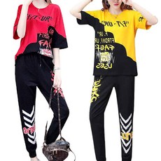 Leader Star Boxy Fit 黃色+紅色 2 件套兩件套衛衣上下套裝