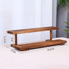 實木置物架 桌面收納架 茶具擺件 茶杯架 茶壺架 杯子收納架 紅酒架 餐具收納架 廚房置物, 1個, 【實木】二層 階梯置物架（升級加厚款）