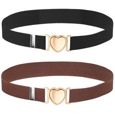 Sibba 2 Pcs Girls Belt Cute Heart Shape With Metal Buckle Elastic Waist Belts Stretch Adjustable