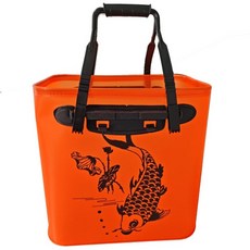 加高款EVA釣魚水桶 海釣活魚桶 便攜戶外垂釣用品 路亞工具箱收納盒, 橙色,加厚35*35加高款