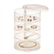 보석함 액세서리 보관함 회전형 다층 액세서리보관함 공간정리용, 투명한 색깔, 1개