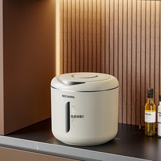 家用密封防蟲防潮米桶箱，食品級大米麵粉儲存桶, 1個, 圓形10斤裝灰色