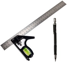 툴레보 수평이동자 철자 각도자 목공자 측정자 300mm + 2mm 홀더팬, 1개