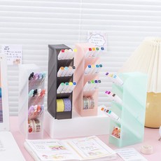 사선 4단 컬러 스탠드형 연필꽂이, 핑크, 1개