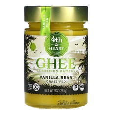 4th & Heart 기 정제 버터 목초 사육 바닐라빈 225g(9oz) 1팩, 225g, 1개