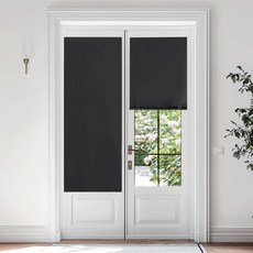 RYB HOME 검정 100% 차광 무선 롤러 블라인드 창문과 문용으로 자를 수 있으며 2개의 자석 끈이 포함되어 있어 쉽게 올릴 수 있고 드릴
