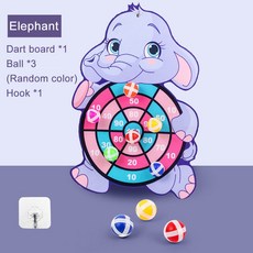[타임딜] 스티키 볼 다트 보드 타겟 스포츠 게임 장난감 어린이 야외 파티 던지기 교육, [01] Elephant 3 balls, 1개