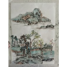 山水畫 A4紙大小 宣紙 擺臺, 參考詳情頁