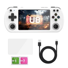 U8 復古手持遊戲機 開源Linux系統 4.0英寸IPS螢幕 支援多種模擬器平台, 白色,64克, 1個
