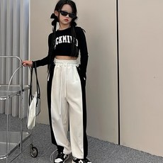 女童Cmixy短版T恤 + 鬆緊帶寬褲套裝