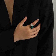 BOZAI 戒指手錶 多巴胺 Y2K 風格 彈力伸縮 考試手錶 寶石綠