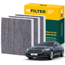 하이필터 기아 자동차 K9 활성탄 에어컨필터, 3개, 더 뉴 K9 (RJ PE) HI-N014