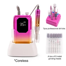 코어리스 모터 휴대용 네일 드릴 머신 35K 강력한 매니큐어 연마 충전식 무선 35000RPM 팔각형, 04 AU, 01 Gold set