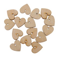 shangren 100 조각 나무 컷 아웃 모양 미완성 된 심장 조각 공예에 대 한 구멍 20mm, 활기 없는, 목재