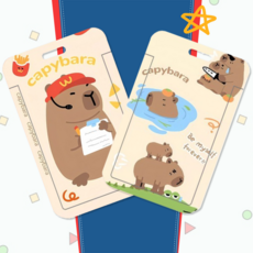 5종 카피바라 캐릭터 목걸이 카드 지갑 학생증 사원증 이용권 교통카드 케이스, 1개, 1번 디자인