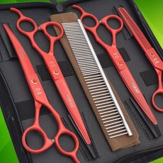寵物剪刀套裝：理髮彎剪、翹剪、直剪、牙剪，7寸美容工具組，適用於狗狗及泰迪, 全套, 1個