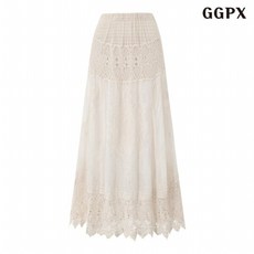 GGPX 빈티지 펀칭 레이스 포인트 롱 스커트 GQBWH002D