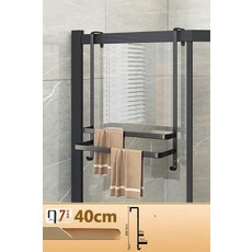 욕실 도어 수건걸이 타월 행주 거치대 선반 정리대, 1개, 블랙 더블봉 40cm 7자형 B