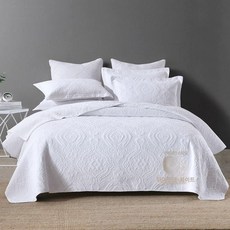 양면 베드 스프레드 피그먼트 워싱 디스라인, 다마스크 화이트