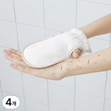 디뷰 부드러운 목욕 때밀이 장갑, 1세트, 4개입, 화이트
