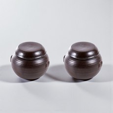 옹기종기 둥근미니 전통 찬통 항아리 / 인테리어 겸용 수제 도자기 1+1 (뚜껑 포함), 2개