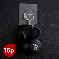 무타공 초강력 접착식 후크 걸이, 투명, 15개