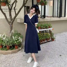 ANYOU 여름 원피스 패션 데일리룩 슬림핏 여성원피스 브이넥 롱원피스 캐주얼 빅사이즈원피스 하객룩 바캉스룩