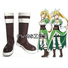 刀劍神域 莉法COS鞋子 Cosplay鞋子 COS靴子 漆皮 專業定制COS鞋子 可來圖定做 免定金預定, 1個, 34碼=腳長22cm