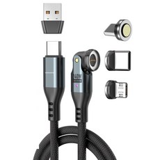 오파츠 6in1 PD240W 540도 회전 마그네틱 자석 충전케이블 셋트, 1개, 블랙 6in1 셋트, 1m