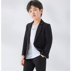 妙妙屋 男童西裝 春秋款 帥氣黑色兩件套