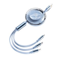 3in1 120W 신축 고속충전케이블 휴대용 신축 충전선 여행용으로 사용 가능, 1개, 파란색, 120cm