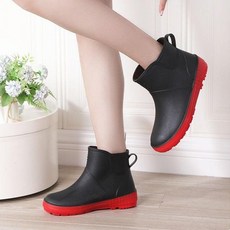 장화 무광 장마철 발목 여성 방수 레인 부츠 패션