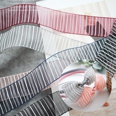리본빌 알로하 스트라이프 오간디 리본끈 리본공예재료 DIY, 1개, 살구 1롤(20마)