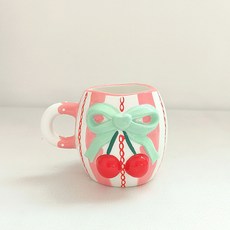 陶瓷杯 高顏值早餐牛奶杯 蝴蝶結造型 燕麥麥片杯 帶手柄 小眾設計, 【黑色】黑色蝴蝶結杯,301-400ml, 1個