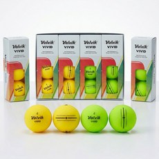 볼빅 시그니처 무광 VIVID Focus Line 골프공 3피스 18.5 x 14.5 x 4.5 cm, 옐로우+그린, 4개, 3개입