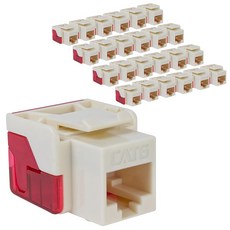 Cat6 키스톤 잭 인라인 IDC 블루 25팩 벽판 패치 패널용 RJ45 통신 모듈러, Pack of 25, Yellow
