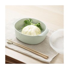 東京速購 Recopo微波爐點心蒸籠 單層微波盒 日本製造耐熱微波爐專用, 1個, 橢圓綠色(NIM-388-GR)