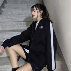 엘레스 여성점퍼 기모 루즈핏 점퍼 후드집업 집업류