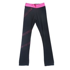 피겨 연습복 큐빅 무대 트레이닝복 원피스 상하세트 팬츠, 1개, 진분홍 쓰리 라운드 JB104