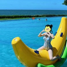 워터 파크 에어바운스 수박 시소 슬라이드 해적 선박 돌고래 트램펄린 빠지 점핑 매트, 작은 바나나 시소 1.8 m, 1개