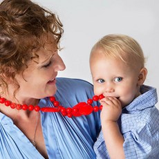 아가프라 맘스비즈 목걸이+케이스 엄마목에 걸어서 치발기대용, 레드+케이스, 1개