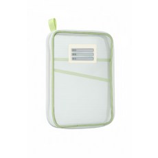 KOLKO L型書本收納袋 透明網紗 三層分隔 L型大開口 多色可選 輕巧便攜, 1個, 綠色