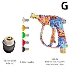 그래피티 디자인 고압 물총 4350PSI 1L 폼건 1/4인치 퀵 노즐 키트 (카처 어댑터 및 미끄럼 방지 고무 베이, 01 빠른  Mainland, 03 G