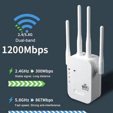 1200Mbps WiFi 리피터 무선 WIFI Extende 부스터 2.4G5G 듀얼 밴드 네트워크 증폭기 장거리 신호 라우터, 2) EU 플러그