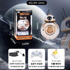 스타워즈 로봇 원격제어 RC 드로이드 선물 장난감, BB-8고급형(프로그래밍리모컨시계제어WY-24A2), 1개