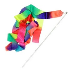트윌링 막대 체조 리본 기울기 경사 그라디언트 색상 전문 발레 경량 댄스 아트, 2. 4m-White Handle, 1개
