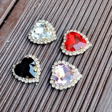 24-25mm하트 비딩용 캡보석, 금도금, 크리스탈, 1개