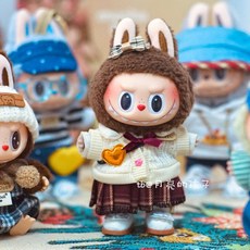 라부부 옷 3세대 2세대 1세대 꾸미기 패션 의류 모자 줄무늬 목도리, 여자 영국 양복 (신발X)